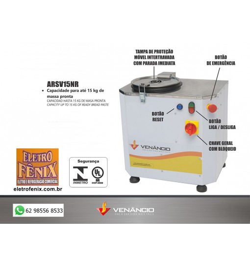 Amassadeira Rápida Monofásica 15kg Venâncio ARV15NR