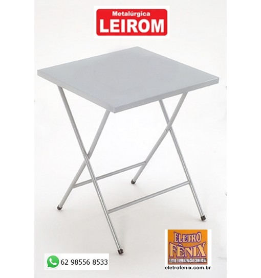 Mesa Dobrável de Metal Leirom Branca L18
