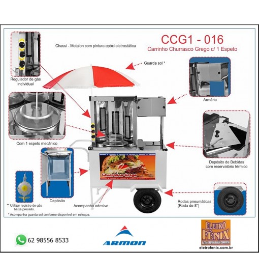 Carrinho Churrasco Grego - 1 Espeto - Armon