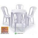 Conjunto de Mesa Com 4 Cadeiras em Plástico Empilhável - Nossa Plast